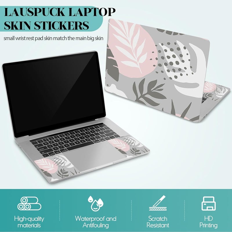 Lauspuck Laptop Skin Sticker Decal, 12" 13" 13.3" 14" 15" 15.4" 15.6 inch Personalized Universal Vinyl Notebook Skin Sticker Cover Art Protector Decal with Free 2 Wrist Pads, Tropical Leaves - Image 2
